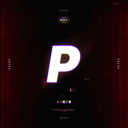 a red background with a white letter p in the center