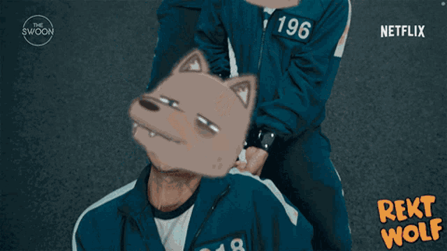 a cartoon of a wolf wearing a red hat with netflix written on the bottom