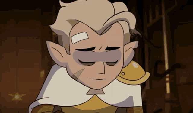 a cartoon character has a bandage on his face