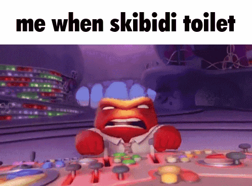 an animated character with the words me when skibidi toilet below him