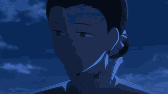 a woman in a white dress stands in front of a dark blue sky