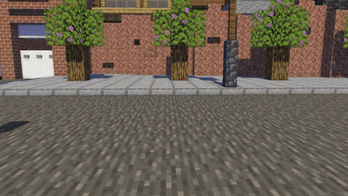 a minecraft character wearing a yellow crown walks down a street