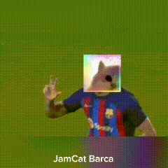 a soccer player with a picture of a dog on his face