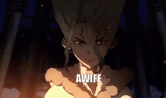 a close up of a person with the word awife written on the bottom