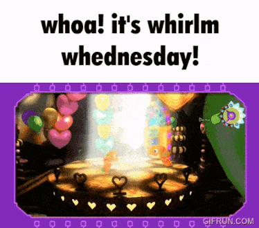 a gif that says whoa it 's whirlm wednesday with a picture of a cake