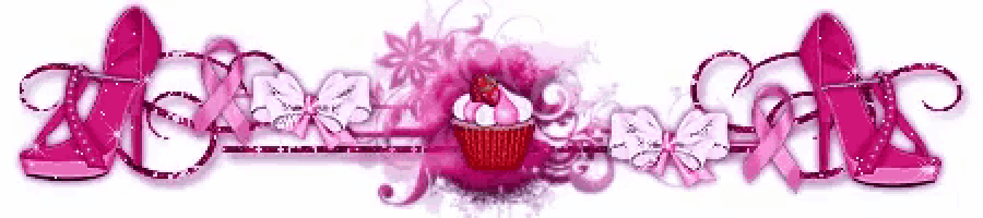 a banner with a cupcake and a pair of pink heels