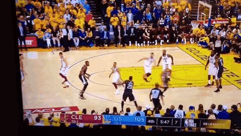 a basketball game is being played on a television screen