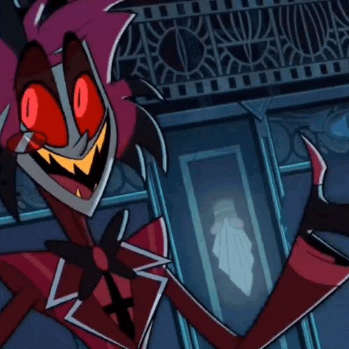 a close up of a cartoon character with red eyes and yellow teeth