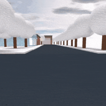 a computer generated image of a snowy park