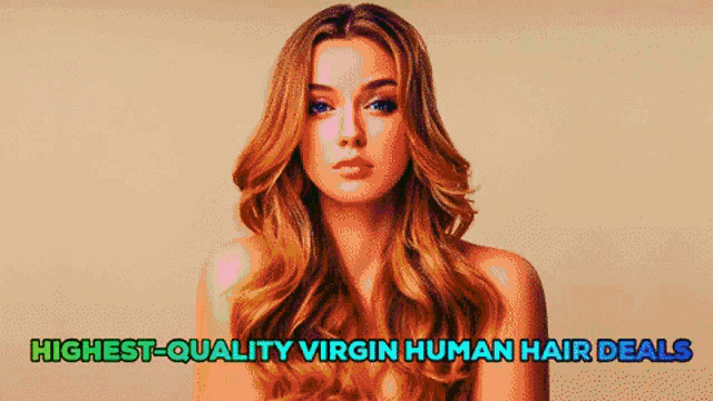a woman with purple hair and the words " highest quality virgin human hair deals " above her