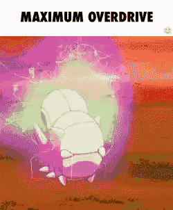a picture of a cartoon character with the words maximum overdrive written above it