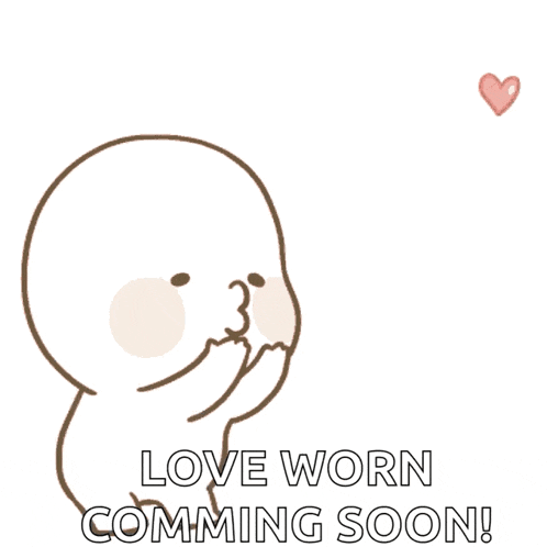 a cartoon character blowing hearts with the words love worn comming soon
