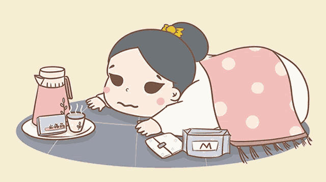 a cartoon drawing of a woman laying on the floor next to a box of m wipes