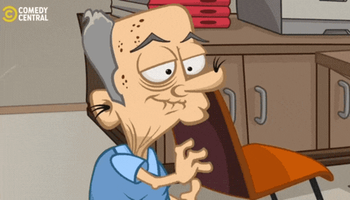 a cartoon of a man sitting in a chair with comedy central written on the bottom right