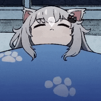 a drawing of a girl with cat ears and paw prints