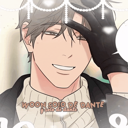 a picture of a man with the words woon solo de dante y solo de dante on the bottom