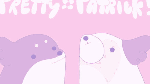 pretty patrick is written on a pink background with purple dogs