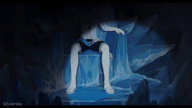 a drawing of a person sitting on a throne with the name wyvern in the corner