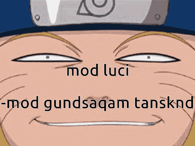 a close up of a cartoon character with the words mod luci written above it