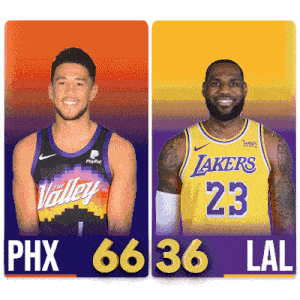 two basketball players named phx and lakers