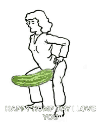 a black and white drawing of a woman with a cucumber sticking out of her butt .