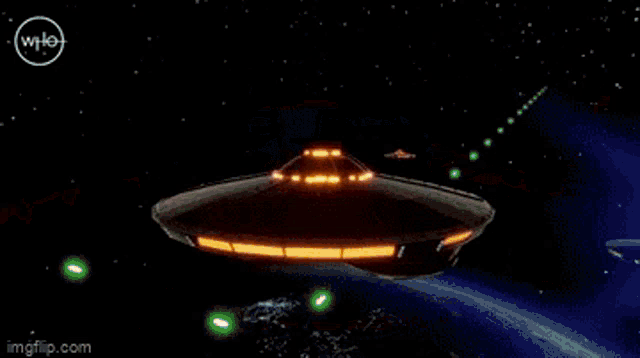 a computer generated image of a space ship with the word who on the bottom