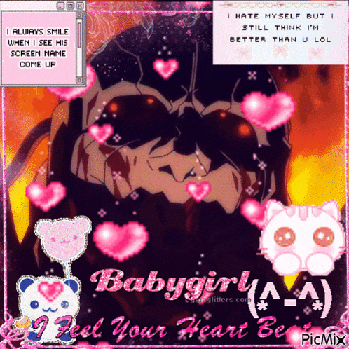 a picture of a skull with hearts around it and the words babygirl