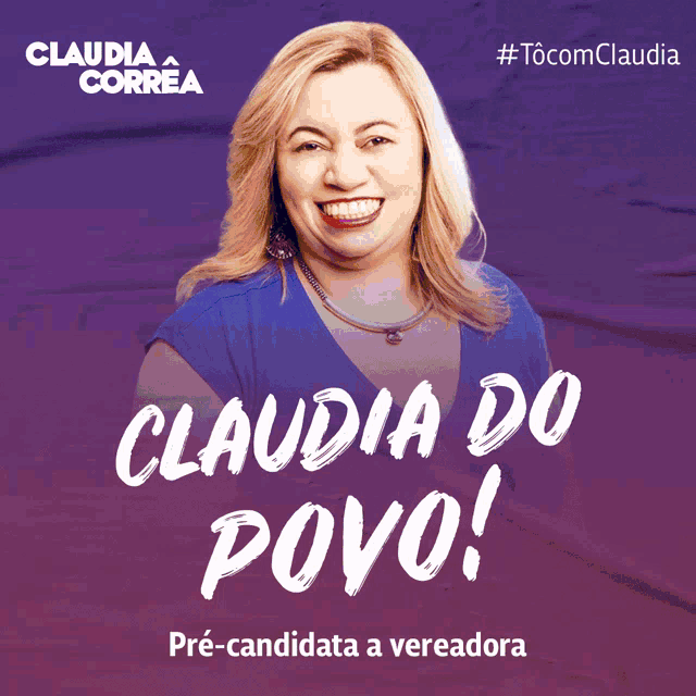 a poster for claudia correa shows a smiling woman