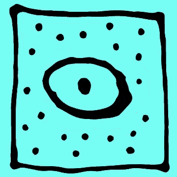a black and blue drawing of a cloud with dots on it