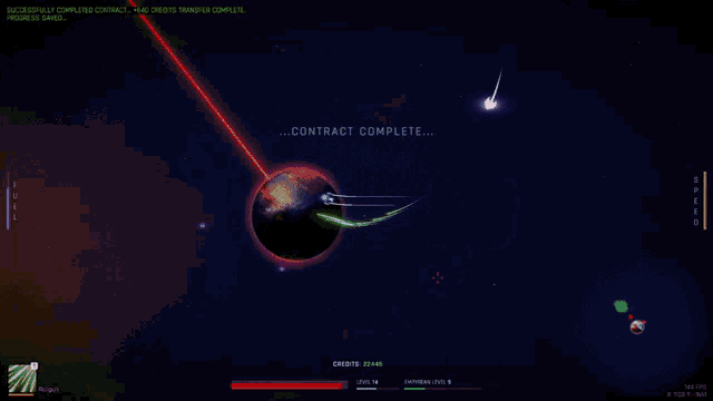 a screenshot of a video game shows a red ball being thrown in the sky