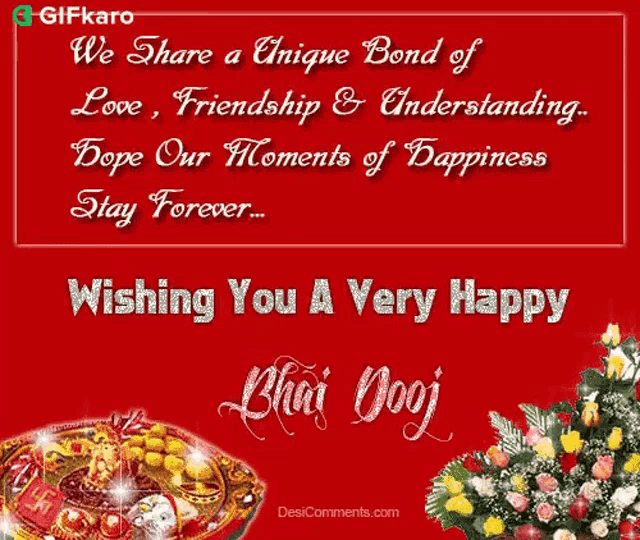 a wishing you a very happy bhai dooj card with flowers