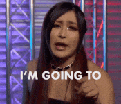 a woman says i 'm going to while pointing