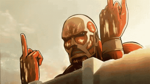 a cartoon character is giving the middle finger while standing next to a wall .