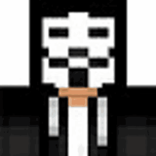 a pixel art of a person wearing a mask and a hoodie .