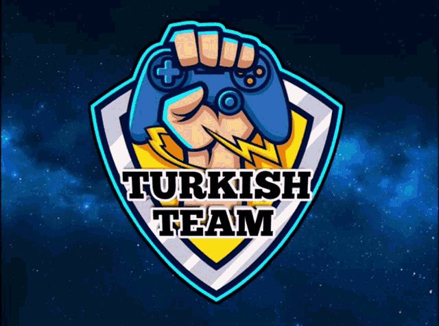 a logo for turkish team with a fist holding a game controller