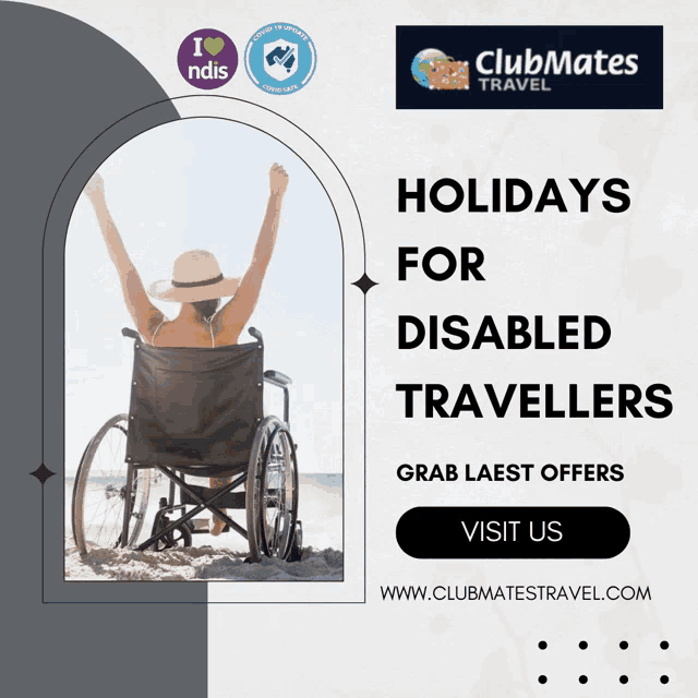 a woman in a wheelchair is sitting on a beach with her arms in the air