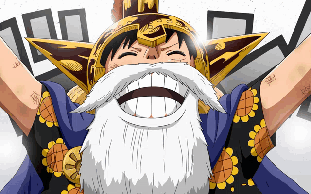 a cartoon character with a beard and a helmet