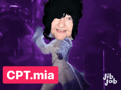 a purple background with a picture of a woman and the words cpt.mia on the bottom