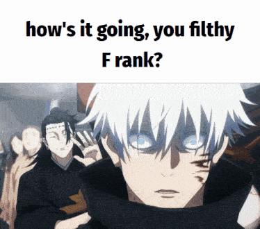 a picture of a man with white hair and a caption that says how 's it going you filthy f rank