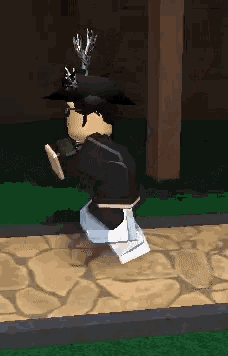 a cartoon character with antlers on his head is running on a sidewalk