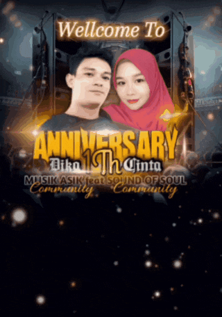 a poster that says wellcome to anniversary with a man and woman