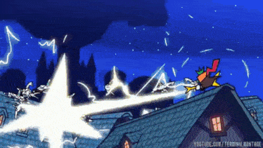 a cartoon of a chicken on a roof with youtube.com/terminalmontage in the lower right corner
