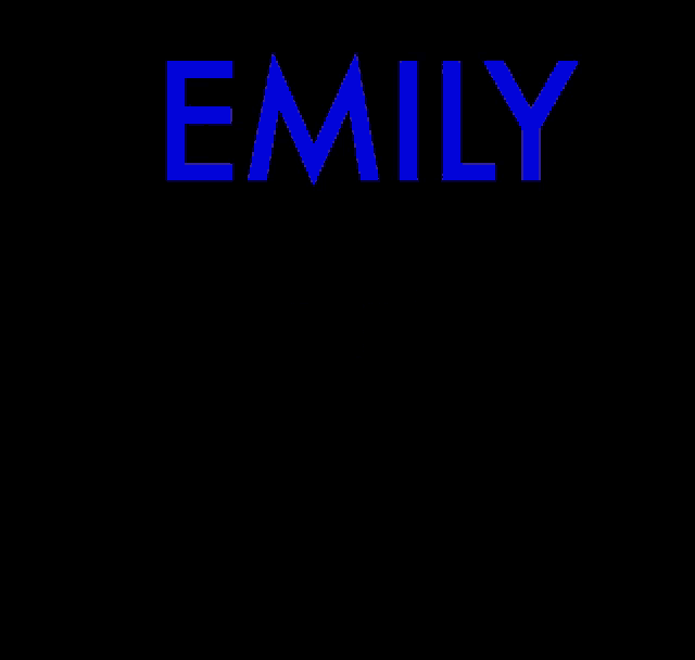 a black background with emily and kenma written in blue and yellow