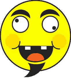 a cartoon smiley face with a speech bubble in front of it