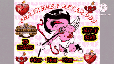 a cartoon of a cupid holding a bow and arrow with the words " parabenes petadores " on the bottom