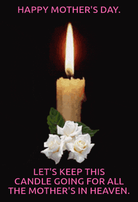 a happy mother 's day greeting card with a candle and roses