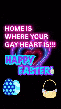 a happy easter greeting card with a heart and eggs