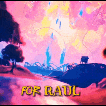 a painting of a roller coaster with the words for raul below it
