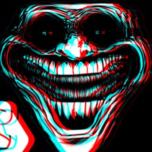 a drawing of a creepy face with a huge smile