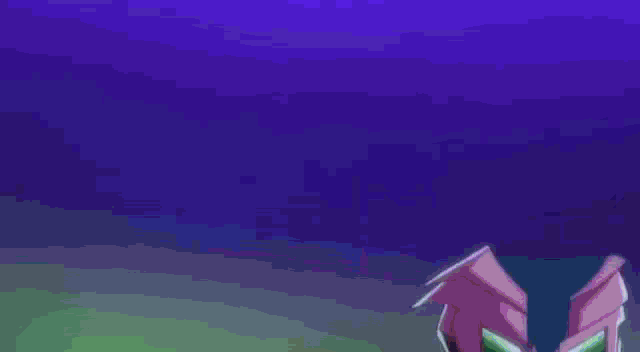 a blurry picture of a person standing in a field with a purple background